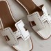 Hermes Oran Slide Sandals In White Swift Perforated Calfskin Hermes Oran Slide Sandals In White Swift Perforated Calfskin