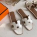 Hermes Oran Slide Sandals In White Swift Perforated Calfskin Hermes Oran Slide Sandals In White Swift Perforated Calfskin
