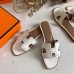 Hermes Oran Slide Sandals In White Swift Perforated Calfskin Hermes Oran Slide Sandals In White Swift Perforated Calfskin