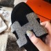 Hermes Oran Slide Sandals In Black Suede With Crystal Hermes Oran Slide Sandals In Black Suede With Crystal