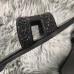 Hermes Oran Slide Sandals In Black Suede With Black Crystal Hermes Oran Slide Sandals In Black Suede With Black Crystal