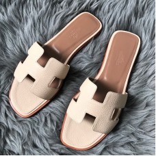 Hermes Oran Slide Sandals In Beton Clemence Leather Hermes Oran Slide Sandals In Beton Clemence Leather