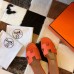 Hermes Oran Slide Sandals In Orange Clemence Leather Hermes Oran Slide Sandals In Orange Clemence Leather