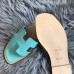 Hermes Oran Slide Sandals In Blue Atoll Swift Calfskin