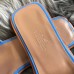 Hermes Oran Slide Sandals In Blue Swift Calfskin Hermes Oran Slide Sandals In Blue Swift Calfskin