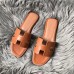 Hermes Oran Slide Sandals In Brown Swift Calfskin Hermes Oran Slide Sandals In Brown Swift Calfskin