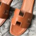 Hermes Oran Slide Sandals In Brown Swift Calfskin Hermes Oran Slide Sandals In Brown Swift Calfskin