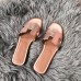 Hermes Oran Slide Sandals In Rose Gold Swift Calfskin