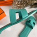 Hermes Oran Slide Sandals In Lake Green Swift Calfskin Hermes Oran Slide Sandals In Lake Green Swift Calfskin