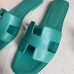 Hermes Oran Slide Sandals In Lake Green Swift Calfskin Hermes Oran Slide Sandals In Lake Green Swift Calfskin