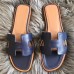 Hermes Oran Slide Sandals In Navy Blue Swift Calfskin Hermes Oran Slide Sandals In Navy Blue Swift Calfskin