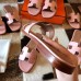 Hermes Oran Slide Sandals In Pink Swift Calfskin Hermes Oran Slide Sandals In Pink Swift Calfskin