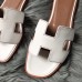 Hermes Oran Slide Sandals In White Swift Calfskin Hermes Oran Slide Sandals In White Swift Calfskin