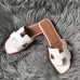 Hermes Oran Slide Sandals In White Swift Calfskin Hermes Oran Slide Sandals In White Swift Calfskin