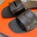 Hermes View Slide Sandals In Black Leather Hermes View Slide Sandals In Black Leather