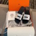 Hermes View Slide Sandals In Silver Epsom Calfskin