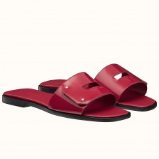 Hermes View Slide Sandals In Red Patent Calfskin Hermes View Slide Sandals In Red Patent Calfskin