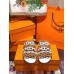 Hermes Thalassa Slide Sandals In Brown/White Lambskin Hermes Thalassa Slide Sandals In Brown/White Lambskin