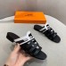 Hermes Camelia Slide Sandals In Black/White Calfskin Hermes Camelia Slide Sandals In Black/White Calfskin
