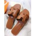 Hermes Oran Slide Sandals In Brown Leather With Stitched Hermes Oran Slide Sandals In Brown Leather With Stitched