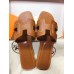 Hermes Oran Slide Sandals In Brown Leather With Stitched Hermes Oran Slide Sandals In Brown Leather With Stitched