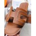 Hermes Oran Slide Sandals In Brown Leather With Stitched Hermes Oran Slide Sandals In Brown Leather With Stitched