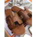 Hermes Oran Slide Sandals In Brown Leather With Stitched Hermes Oran Slide Sandals In Brown Leather With Stitched