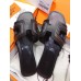 Hermes Oran Slide Sandals In Black Leather With Stitched Hermes Oran Slide Sandals In Black Leather With Stitched