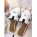 Hermes Oran Slide Sandals In White Leather With Stitched Hermes Oran Slide Sandals In White Leather With Stitched