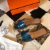 Hermes Oran Slide Sandals In Blue Shiny Niloticus Crocodile Skin Hermes Oran Slide Sandals In Blue Shiny Niloticus Crocodile Skin