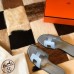 Hermes Oran Slide Sandals In Blue Lin Epsom Calfskin Hermes Oran Slide Sandals In Blue Lin Epsom Calfskin