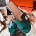 Hermes Oran Slide Sandals In Malachite Epsom Calfskin Hermes Oran Slide Sandals In Malachite Epsom Calfskin