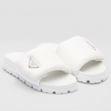 Prada Slides In White Soft Padded Nappa Leather Prada Slides In White Soft Padded Nappa Leather