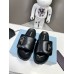 Prada Slides In Black Soft Padded Nappa Leather