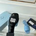 Prada Women's Slides Sandals In Light Blue Nappa Leather Prada Women's Slides Sandals In Light Blue Nappa Leather