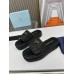 Prada Crochet Flatform Slides in Black Raffia-effect Yarn