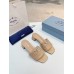 Prada Women's Slides Sandals 35mm in Beige Nappa Leather Prada Women's Slides Sandals 35mm in Beige Nappa Leather