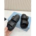 Prada Women's Strap Slides Sandals in Black Calfskin Prada Women's Strap Slides Sandals in Black Calfskin