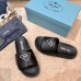 Prada Black Leather Slides with Printed Triangle Logo Prada Black Leather Slides with Printed Triangle Logo