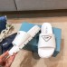 Prada White Leather Slides with Printed Triangle Logo Prada White Leather Slides with Printed Triangle Logo