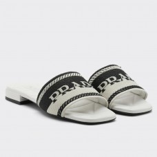 Prada Women's Embroidered Fabric Slides Prada Women's Embroidered Fabric Slides