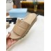 Prada Women's Slides In Beige Quilted Nappa Leather Prada Women's Slides In Beige Quilted Nappa Leather