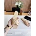 Saint Laurent Tribute Slides In Beige Calfskin Saint Laurent Tribute Slides In Beige Calfskin