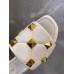 Valentino Roman Stud Flat Slides In White Quilted Nappa Valentino Roman Stud Flat Slides In White Quilted Nappa