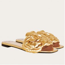 Valentino Atelier Shoes 03 Rose Edition Slides Sandals Gold