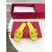 Valentino VLogo Cut-out Slide Sandals in Yellow Leather
