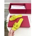Valentino VLogo Cut-out Slide Sandals in Yellow Leather