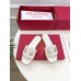 Valentino VLogo Cut-out Slide Sandals in White Leather Valentino VLogo Cut-out Slide Sandals in White Leather