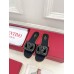 Valentino VLogo Cut-out Slide Sandals in Black Leather Valentino VLogo Cut-out Slide Sandals in Black Leather