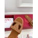Valentino VLogo Cut-out Slide Sandals in Brown Leather